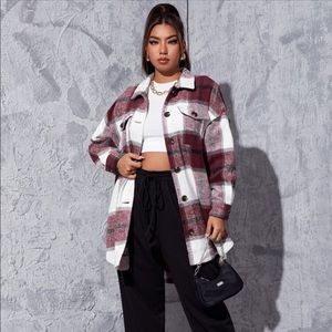 Shein plaid drop shoulder jacket